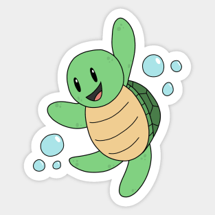 Friendly Sea Turtle Says Hi Sticker